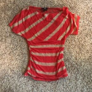 Lace Back Striped Blouse